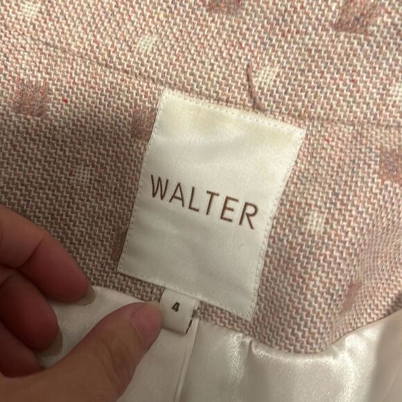 Walter Pink Square Geo Print Wool Blend Cropped Coat Size 4 Small - Picture 3 of 9